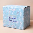 Side of Box For Cornflower Blue Floral Ceramic Teapot and Mug Set