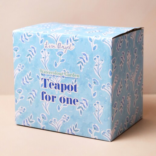 Side of Box Side of Box For Cornflower Blue Floral Ceramic Teapot and Mug Set