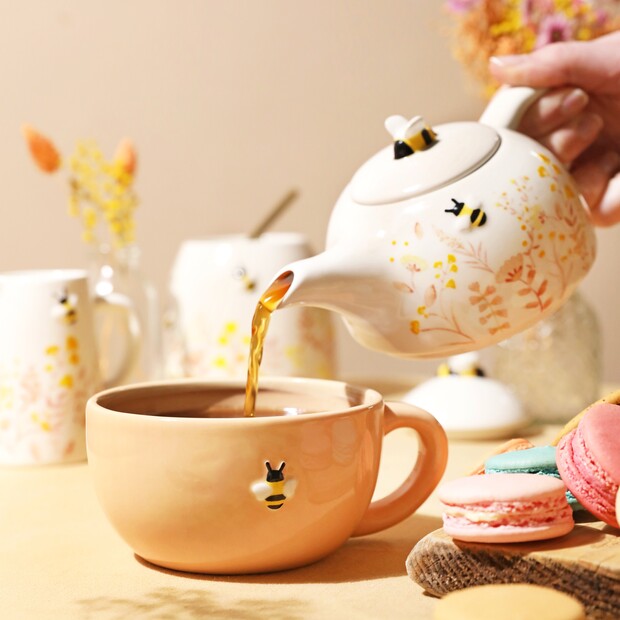 Dusky Pink Floral Ceramic Teapot and Mug Set Lisa Angel