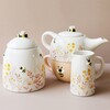 Dusky Pink Floral Teapot and Mug Set with Milk Jug and Storage Pot