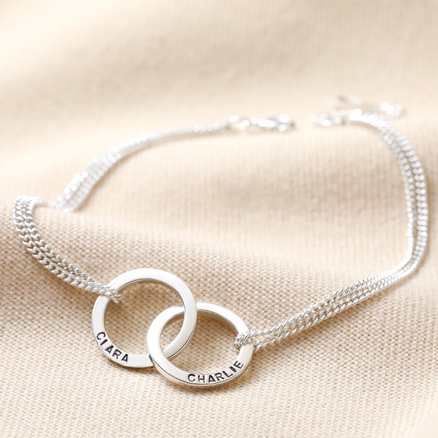 Personalised Sterling Silver Interlocking Circles Bracelet Lisa Angel Jewellery Collection Sterling Silver Bracelet Interlocking