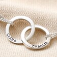 Close Up of Personalisation on Personalised Sterling Silver Interlocking Circles Bracelet