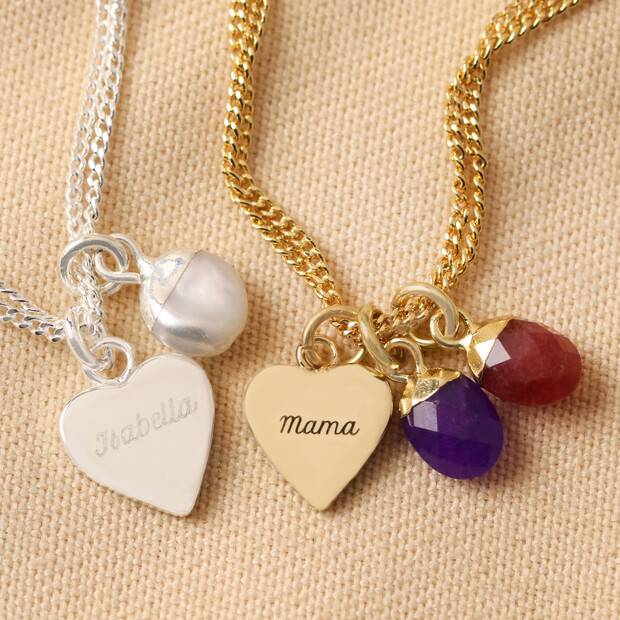 Personalised Heart and Bail Birthstone Charm Bracelet Personalised Heart and Bail Birthstone Charm Bracelet