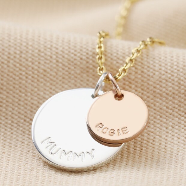 Personalised Double Disc Charm Necklace | Lisa Angel