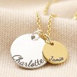 Blackened Engraving onPersonalised Double Disc Charm Necklace