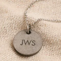 Men's Personalised Gunmetal Disc Pendant Necklace