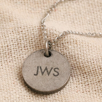 Men's Personalised Gunmetal Disc Pendant Necklace