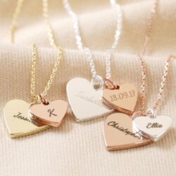 Personalised Double Heart Charm Necklace | Lisa Angel