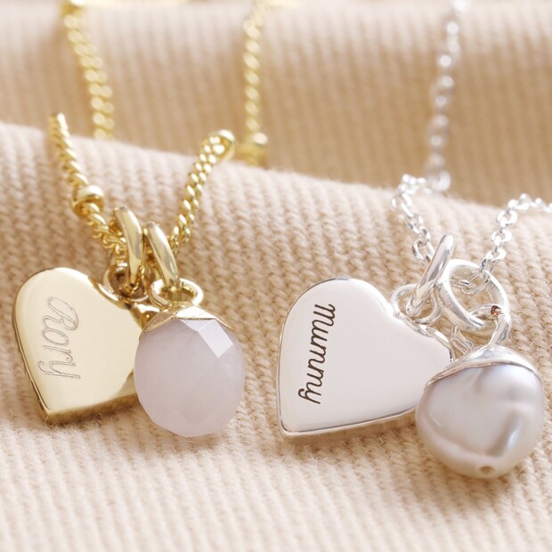 Personalised Heart and Bail Birthstone Charm Necklace Personalised Heart and Bail Birthstone Charm Necklace