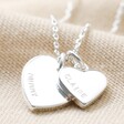 Clean Hand-Stamped Personalisation on Personalised Sterling Silver Double Heart Charm Necklace