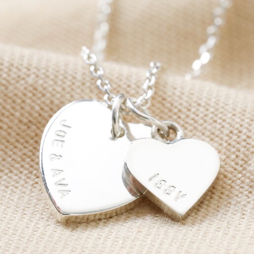 Stainless Steel) Personalized Corner Heart Necklace in Silver | Arva.co