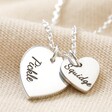 Blackened Engraved Personalisation on Personalised Sterling Silver Double Heart Charm Necklace