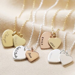 Personalised Sterling Silver Double Heart Pendant Necklace