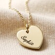Gold Heart Pendant on Personalised Sterling Silver Heart Charm Necklace