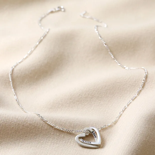 Personalised Sterling Silver Interlocking Hearts Necklace Personalised Sterling Silver Interlocking Hearts Necklace