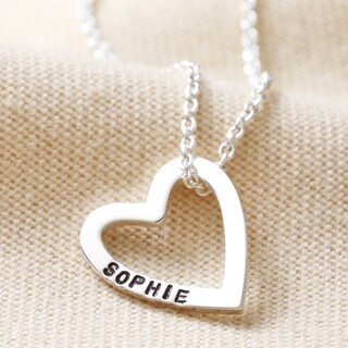 Personalised Sterling Silver Family Names Large Heart Necklace