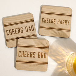 Personalised Cheers Wooden Coaster