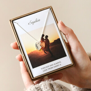 Personalised Double Heart Charm Necklace with Photo Gift Box