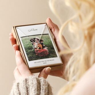 Personalised Family Names Heart Charm Necklace with Photo Gift Box