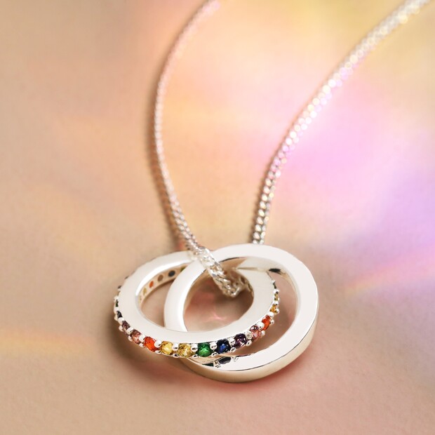 Rainbow Pride Eternity Pendant Necklace in Silver Rainbow Pride Eternity Pendant Necklace in Silver
