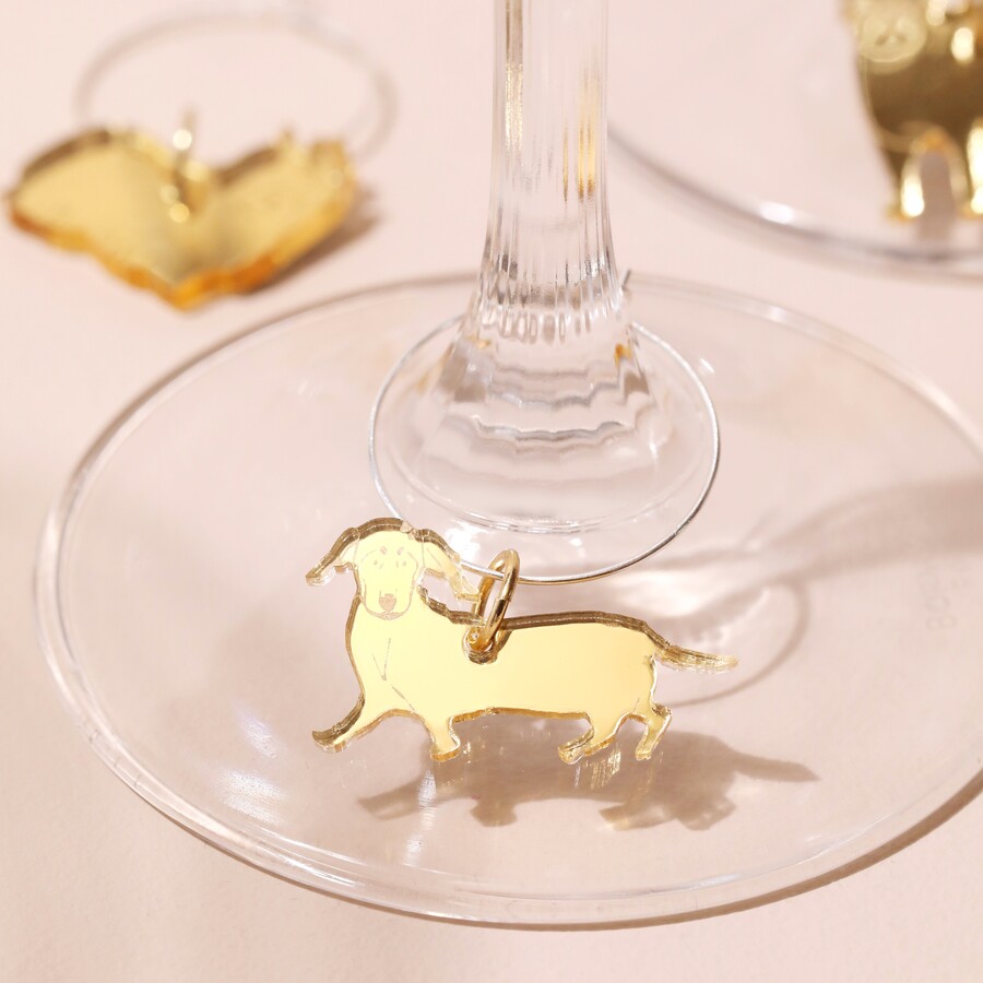 Set of 6 Dog Wine Glass Charms Lisa Angel