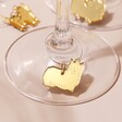 Gold Yorkshire Terrier Charm from Set of 6 Dog Wine Glass Charms on Base of Wine Glass
