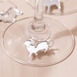 Silver Dachshund Charm from Set of 6 Dog Wine Glass Charms on Base of Wine Glass
