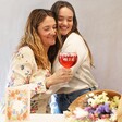 Model and Daughter Models With Lovely Mum Floral Gin Glass