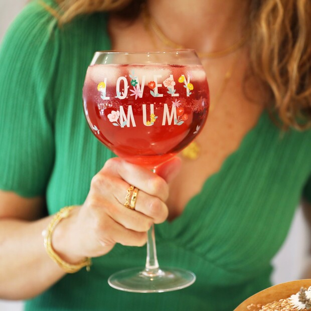 Lovely Mum Floral Gin Glass