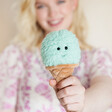 Model Holding Jellycat Irresistible Ice Cream Mint Soft Toy out in front