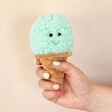 Jellycat Irresistible Ice Cream Mint Soft Toy held by model with neutral background