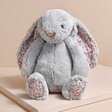 Jellycat Medium Blossom Silver Bunny Soft Toy on Neutral Background