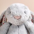 Close Up of Jellycat Medium Blossom Silver Bunny Soft Toy