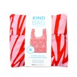 Pink and red Kind Bag Wild Stripes Reusable Shopping Bag in packaging with white background