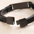 Clasp on Men's Double Leather Bracelet in Black