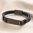 Men's Double Leather Bracelet in Black on Beige fabric