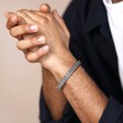 Close Up of Model Wearing Men's Stainless Steel Woven Chain Bracelet