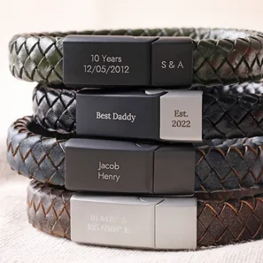 Personalised Men's Woven Leather Bracelet