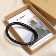 Men's Personalised Black Clasp Leather Bracelet with Photo Gift Box with Daddy Wording