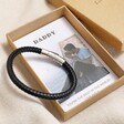 Men's Personalised Polished Leather Bracelet with Photo Gift Box with Daddy Wording