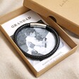Men's Personalised Polished Leather Bracelet with Photo Gift Box with Grandad Wording