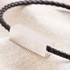 Close up of clasp on Men's Thin Woven Leather Bracelet in Black