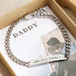 Personalised Men's Stainless Steel Chain ID Bracelet with Photo Gift Box
