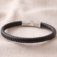 Personalised Men's Woven Black Vegan Leather Bracelet with Shiny Clasp