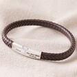 Personalised Men's Woven Brown Vegan Leather Bracelet with Shiny Clasp