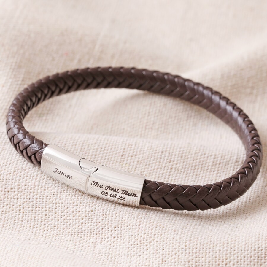 Personalised Men's Woven Vegan Leather Bracelet | Lisa Angel