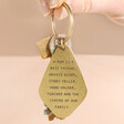 Model Holding A Mum is...' Antiqued Brass Keyring