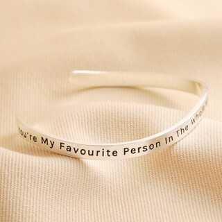 Adjustable Favourite Person Meaningful Word Wave Bangle in Silver