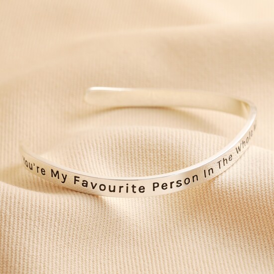 Adjustable Organic Meaningful Bangle Favourite PersonSilver