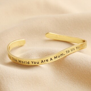 Adjustable Mum Meaningful Word Wave Bangle in Gold